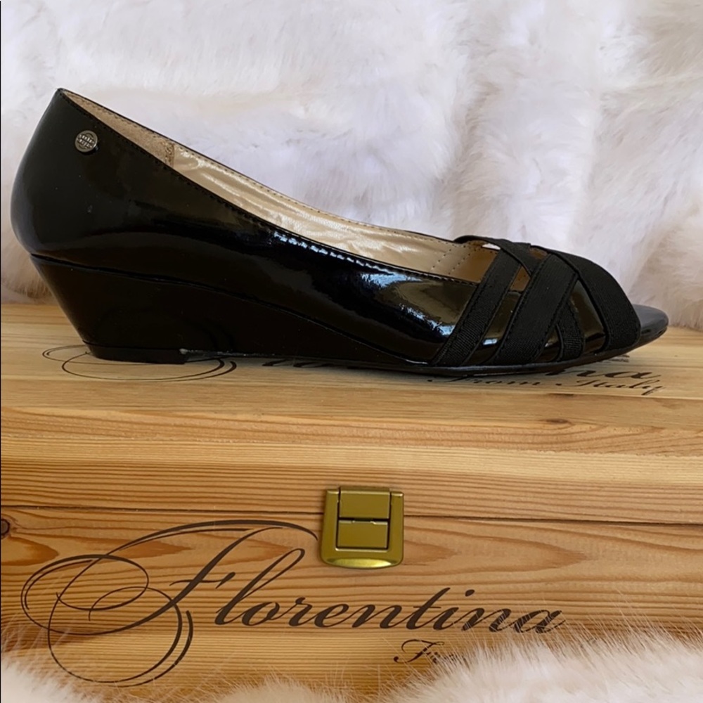 Dana Bachman Patent Leather Strappy Wedge …